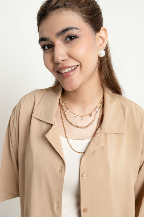 The Khaki Loose Fit Cuban Collar Shirt